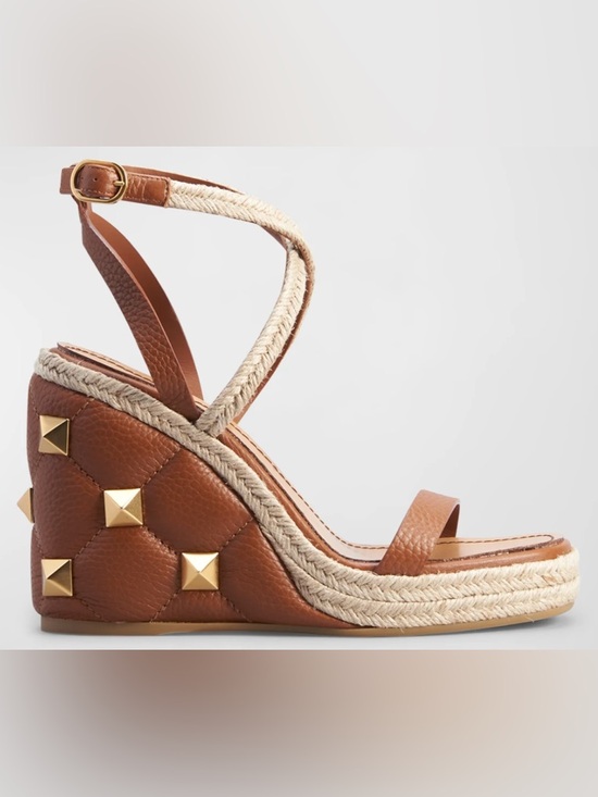 Valentino Shoes - $1150 Valentino Garavani Roman Stud Quilted Espadrilles Sandals - Sz 9.5 US